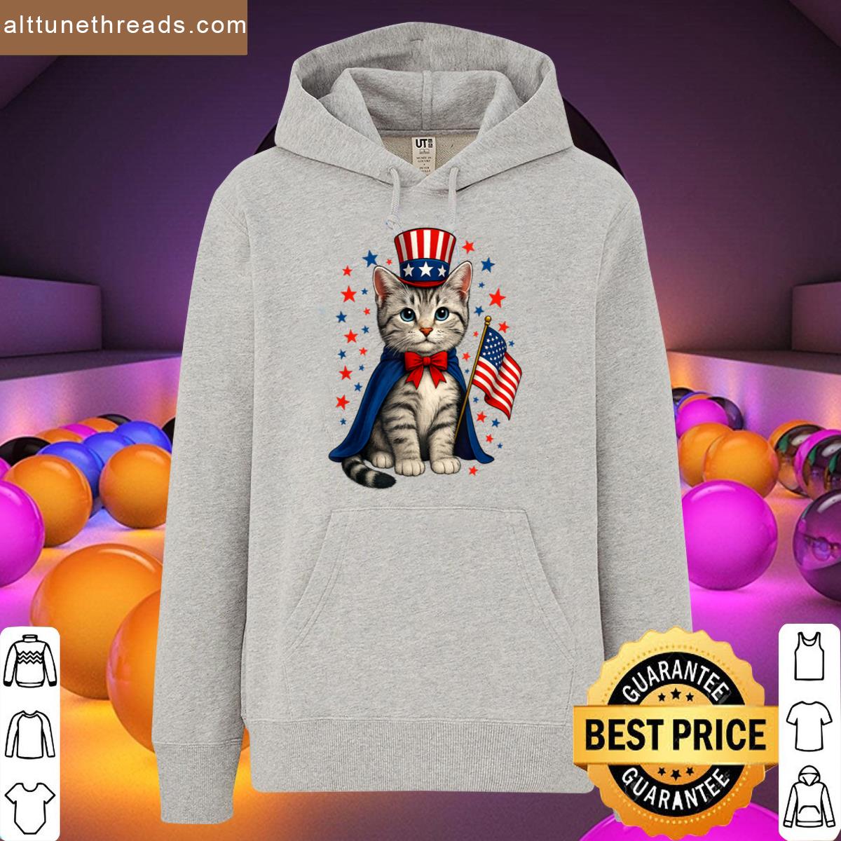 4th Of July Cat America Women Men Kids Funny Patriotic Cat Shirt