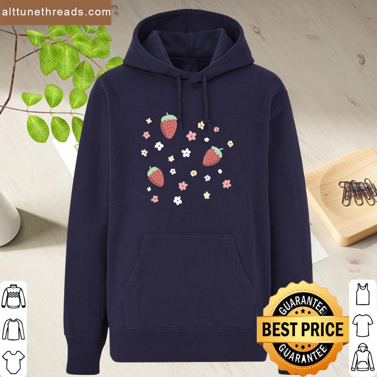 A Beautiful Floral Pattern With Strawberries Shirt