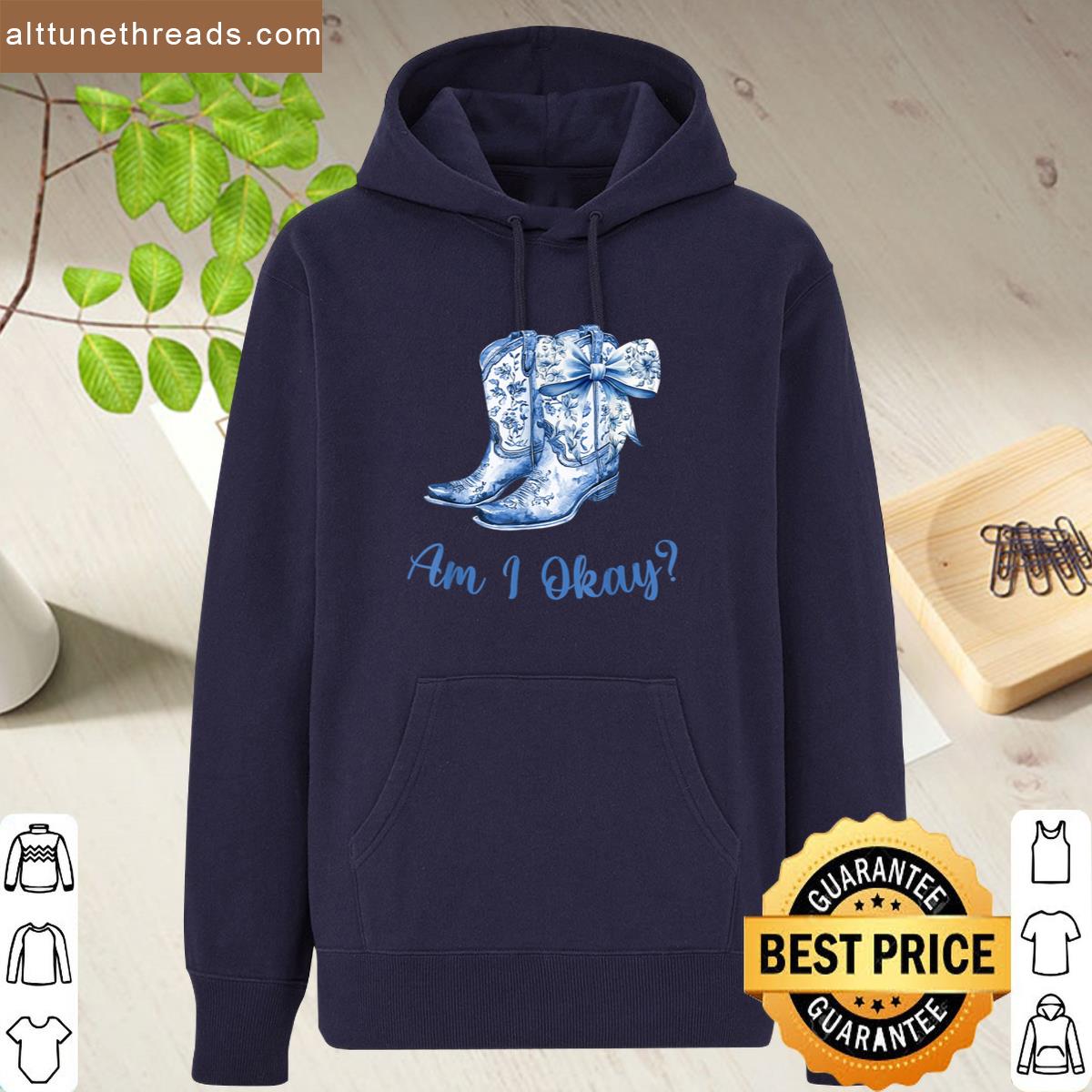 Am I Okay Boot Cowgirl Coquette Bow Women Girl Shirt