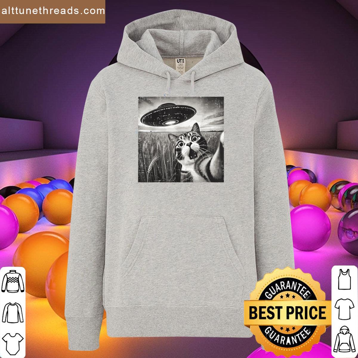 Cat Ufo Alien Selfie Funny Saying Meme Women Girls Kids Men Shirt