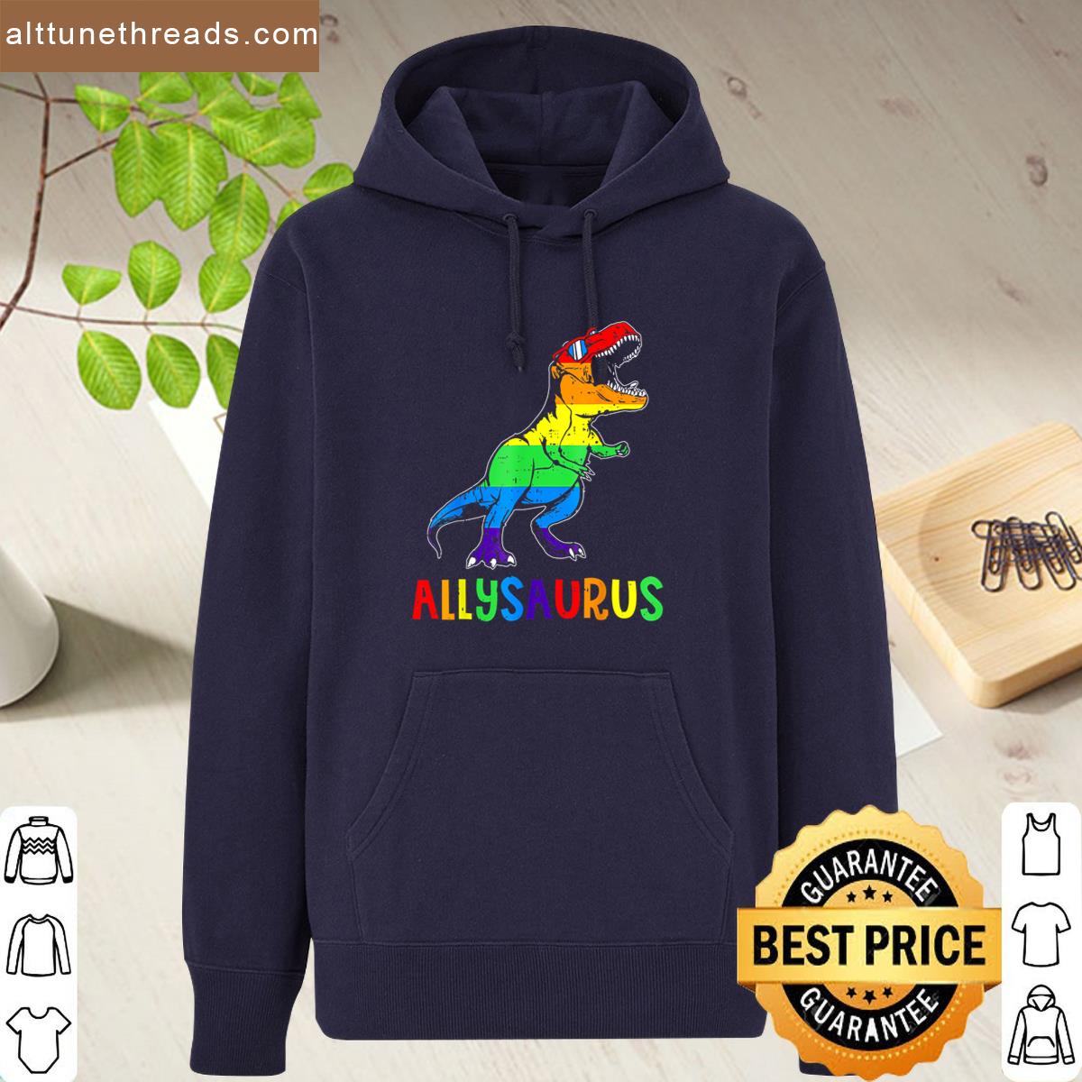 Dinosaur T Rex Lgbt Gay Pride Flag Allysaurus Ally Men Boys Shirt