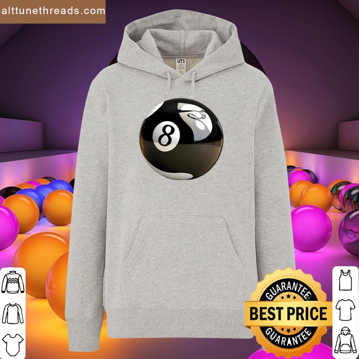Eight Ball Black White Art Illustration Pool Billiards Shirt