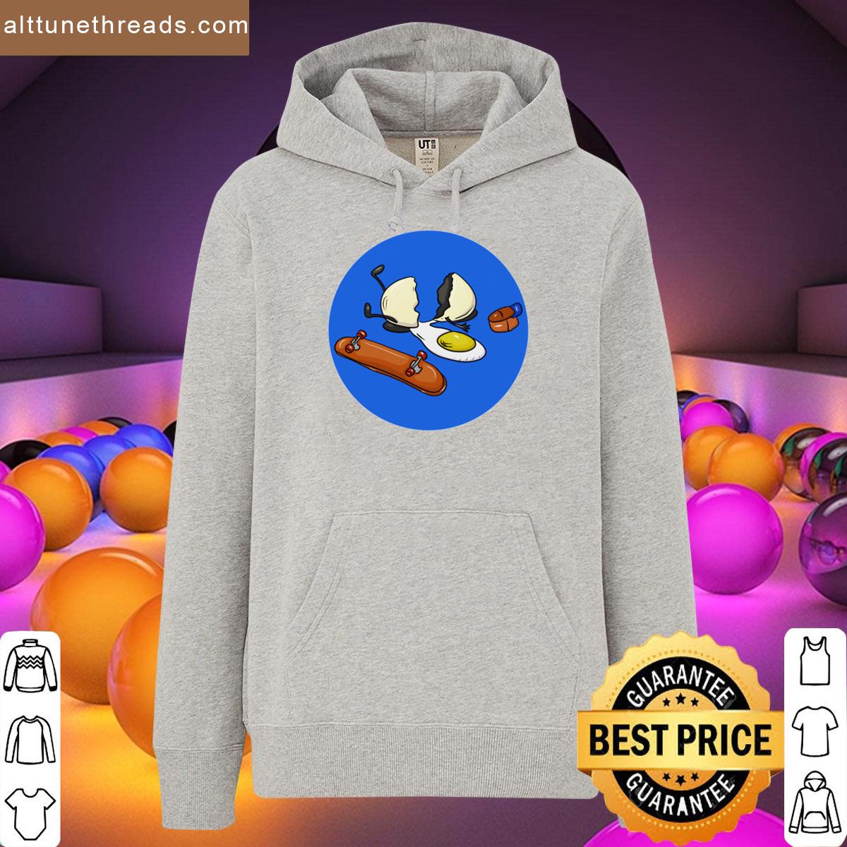 Fried Egg With A Cool Cap On A Skateboard Shirt