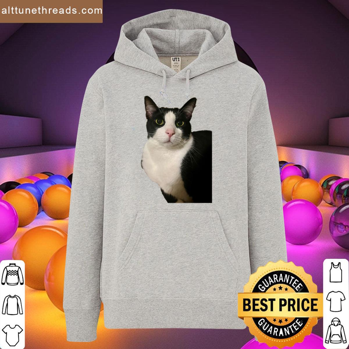 Funny Cat Sticker Meme Tuxedo Cat Big Eyes Silly Animal Pet Shirt