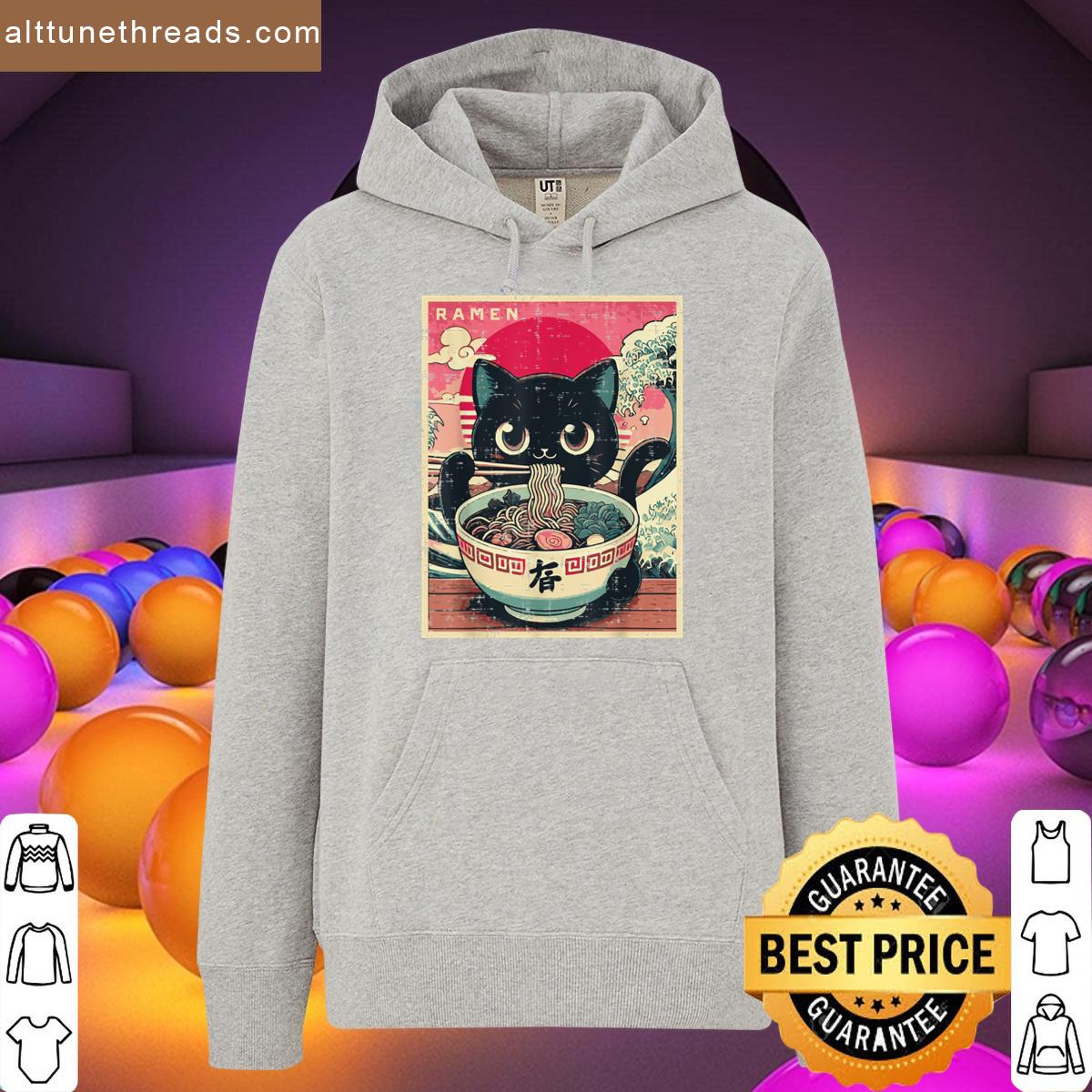 Japanese Anime Cat Ramen Kawaii Poster Art Girls Kids Women Shirt