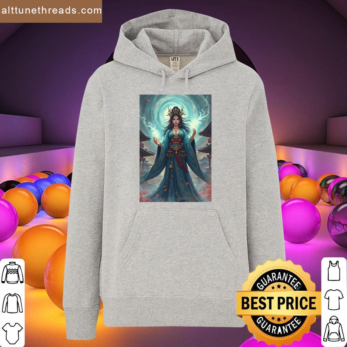 Japanese Witch In Kimono Fitted Scoop Shirt