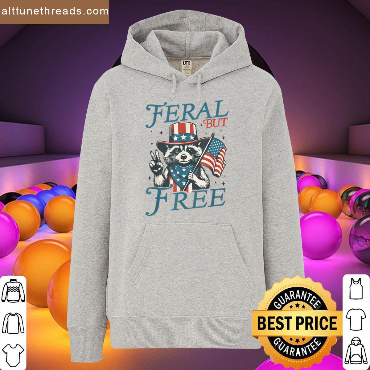 4th Of July Boys Feral But Free Funny Raccoon Kids Toddler Shirt