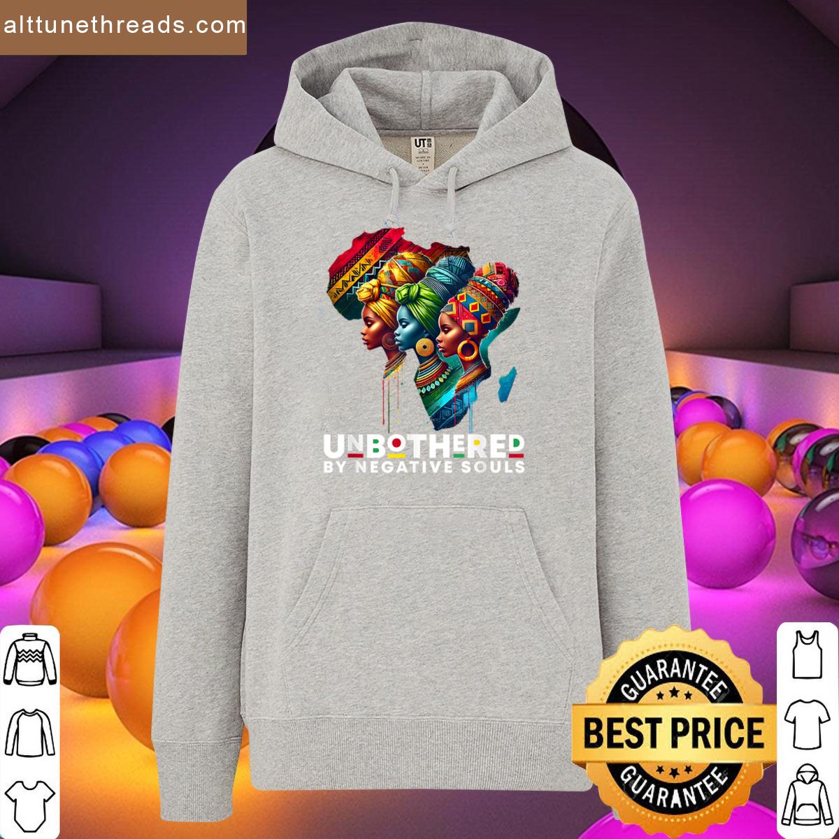 Afro Woman Headwrap Unbothered By Negative Souls Pride Shirt