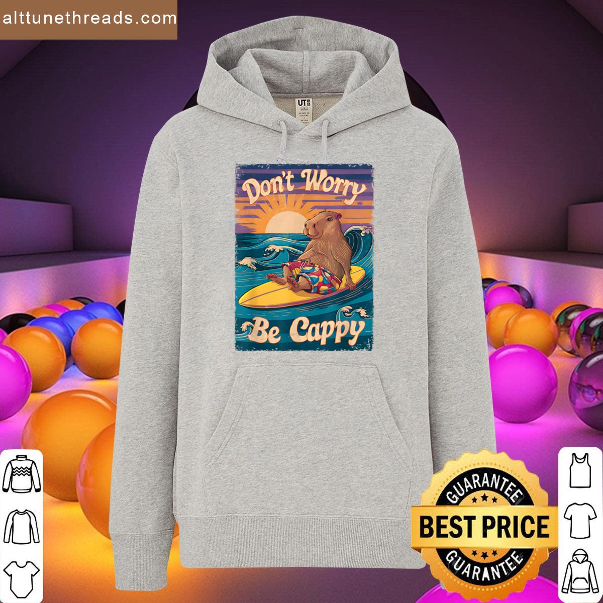 Dont Worry Be Cappy Funny Capybara Surfing Shirt