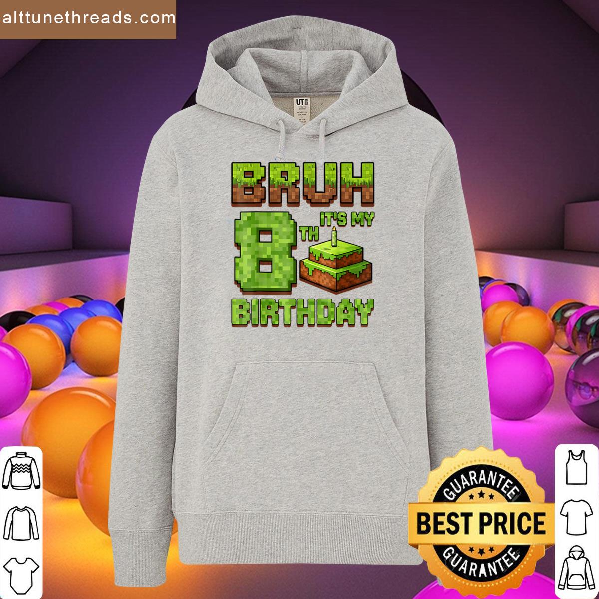 Funny Birthday Boy Bruh Its My 8th Birthday Game Pixel Shirt