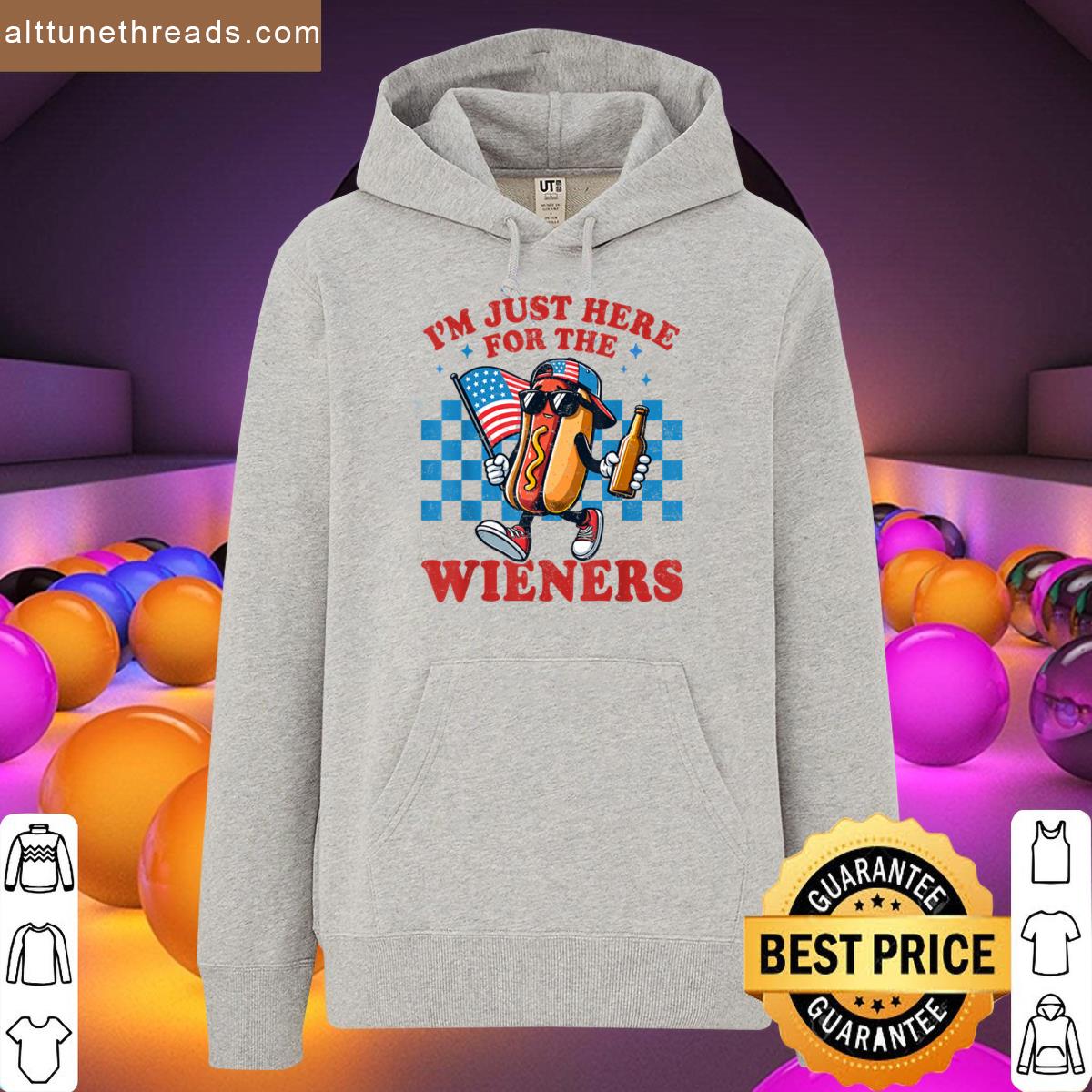 Hot Dog Im Just Here For The Wieners Funny 4th Of July Shirt