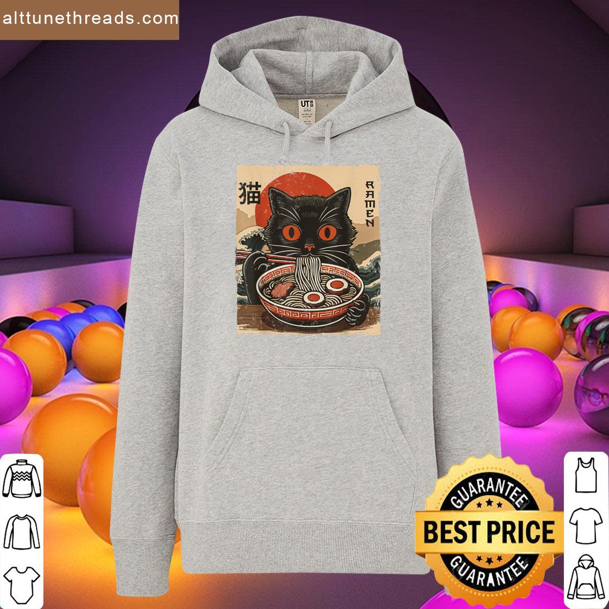 Kawaii Anime Cat Ramen Japanese Funny Graphic Tee Cat Lovers Shirt