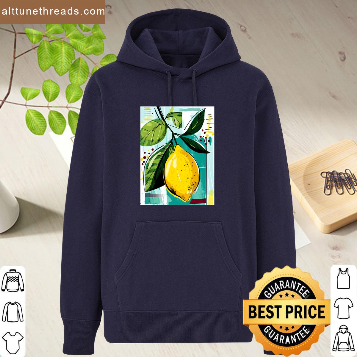 Lemon On The Vine Lively Yellow Lemon Surrounded By Green Leaves Against Abstract Background Shirt