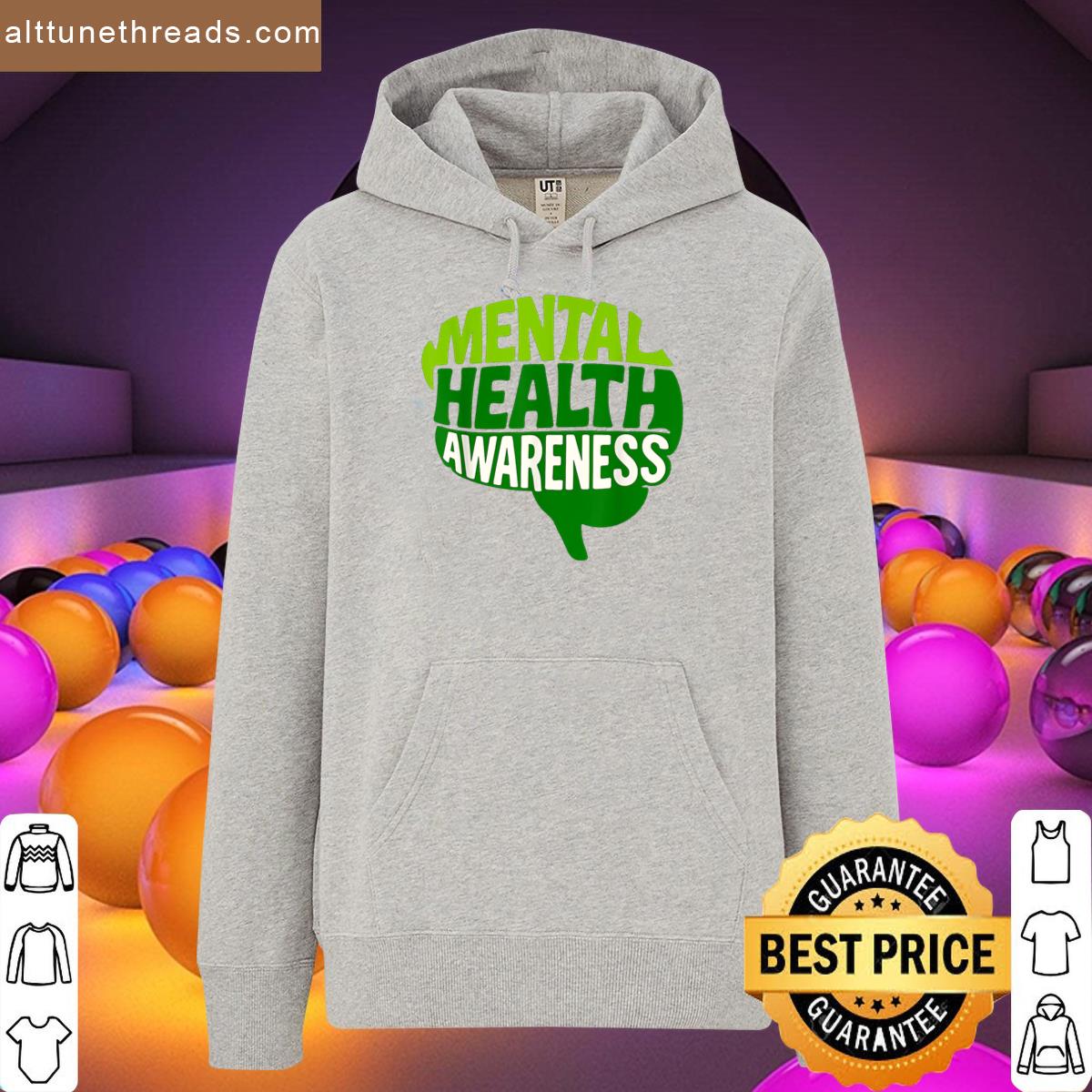 Mental Health Awareness Green Human Brain Women Men Shirt