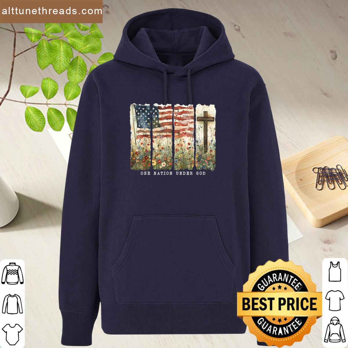 One Nation Under God Flag 4th Of July Patriotic Christian Shirt