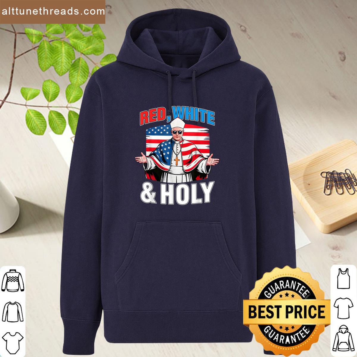 Red White Pope Leo Usa Christian Cross American Flag Shirt