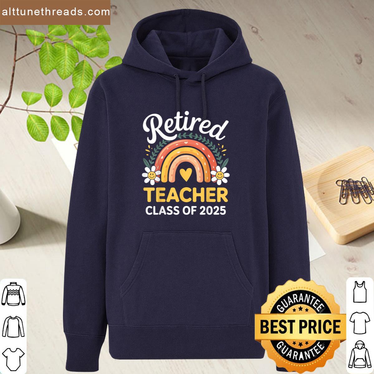 Retired Teacher Class Of 2025 Rainbow Retro Shirt