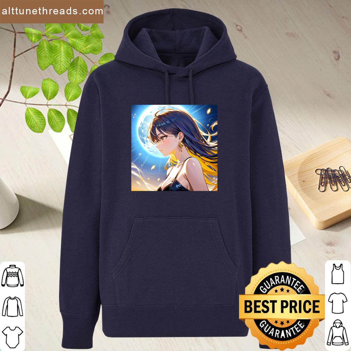 Stunning Full Moon Anime Girl Premium Shirt