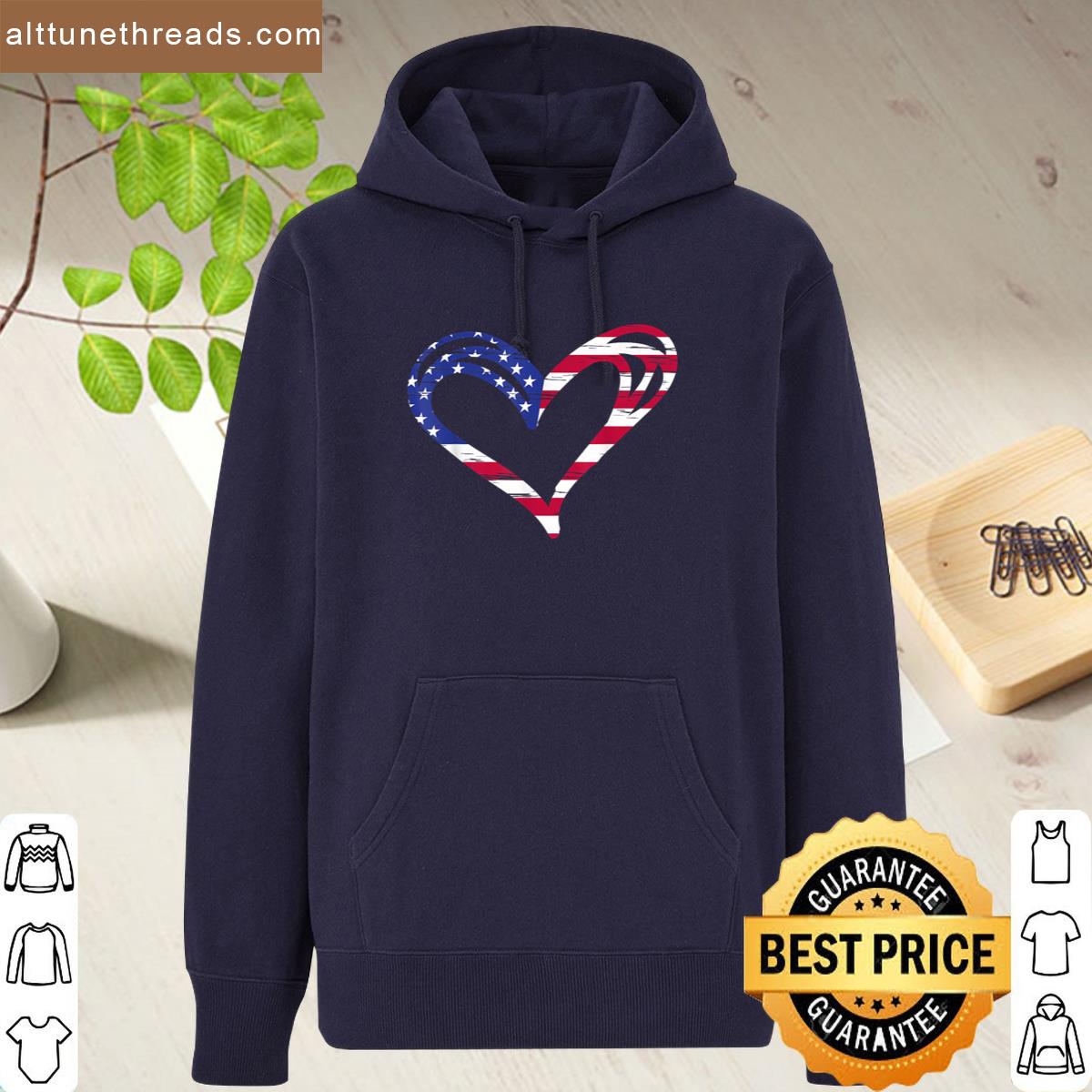 Usa Flag Heart American Patriotic Armed Forces Memorial Day Shirt