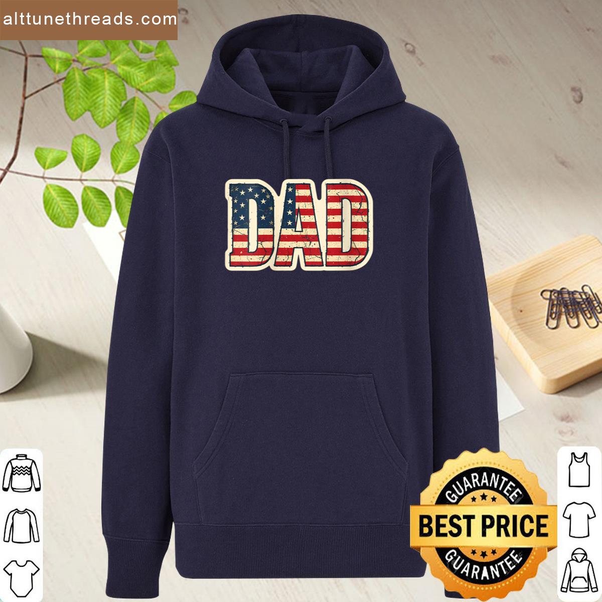 Womens Vintage American Dad Fathers Day 4th Of July Usa Patriot Shirt