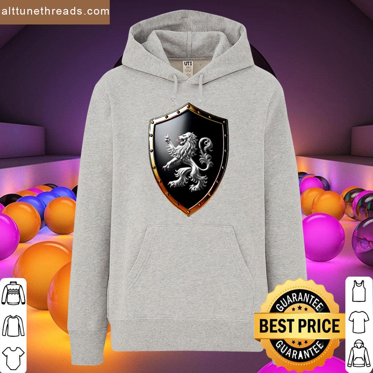 Lewis Shield Regal Silver Lion On Bold Black Emblem Shirt