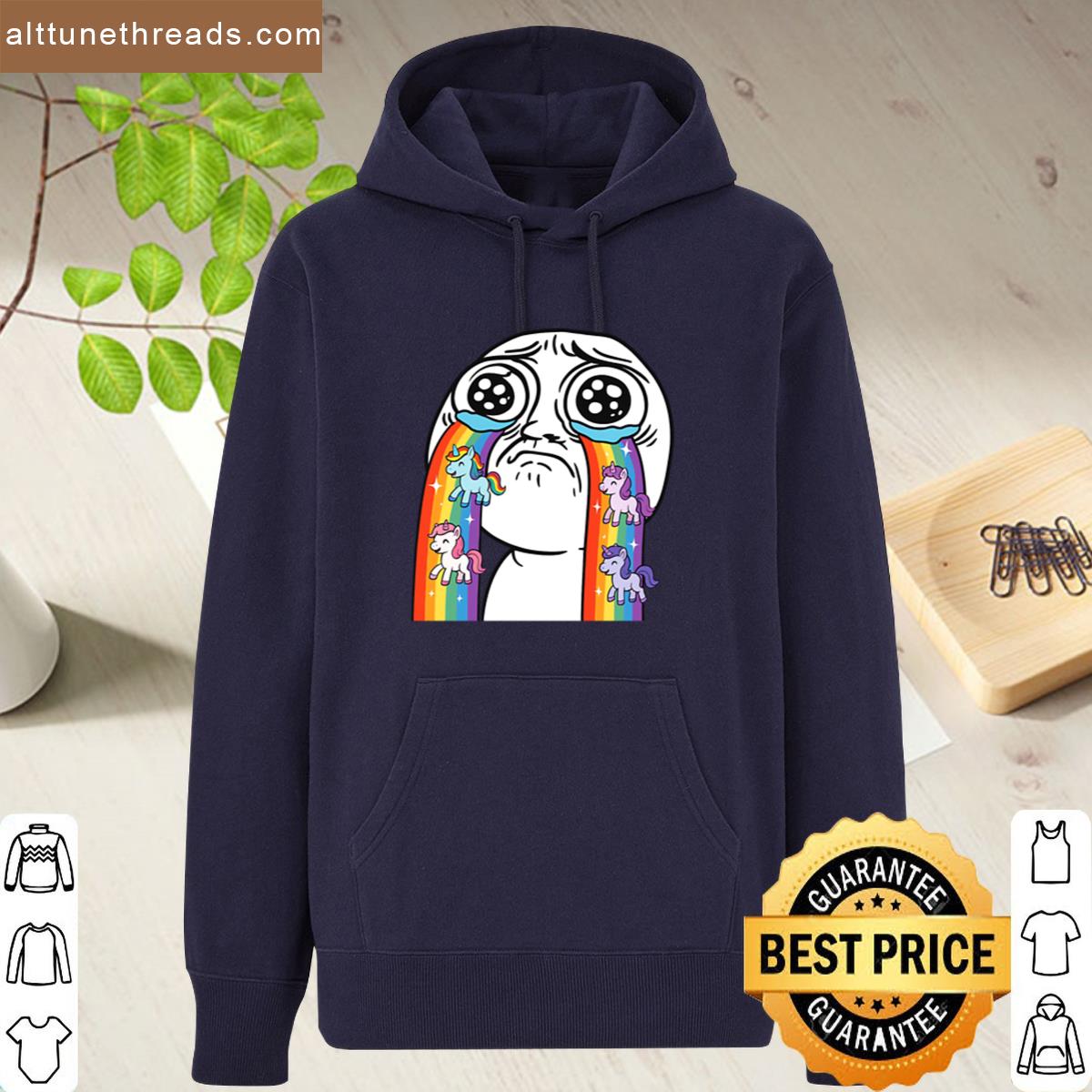 Unhappy Tears And Unicorns Crying A Rainbow Shirt