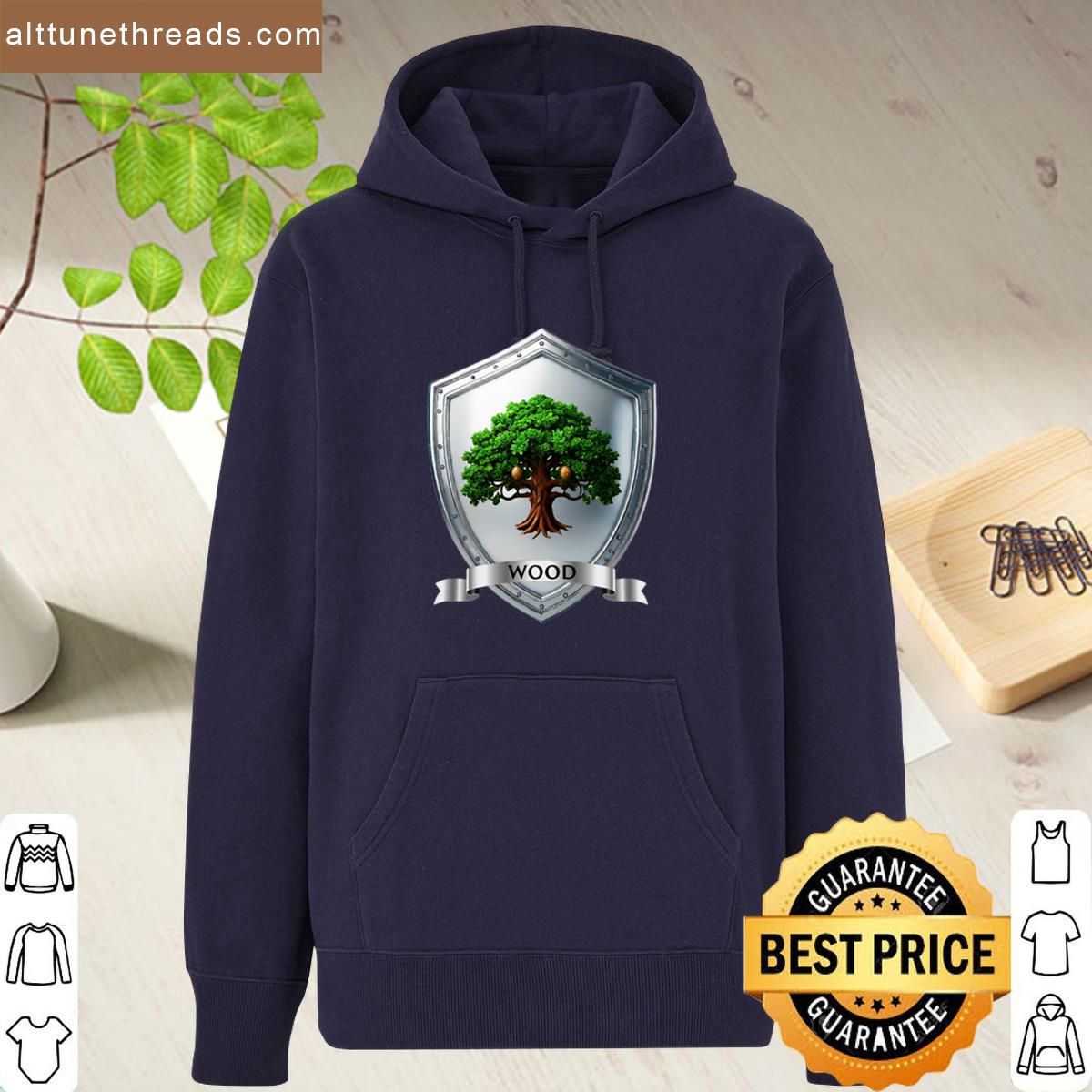 Wood Crest Shield With Banner Strong Roots Emblem Oversized Shirt