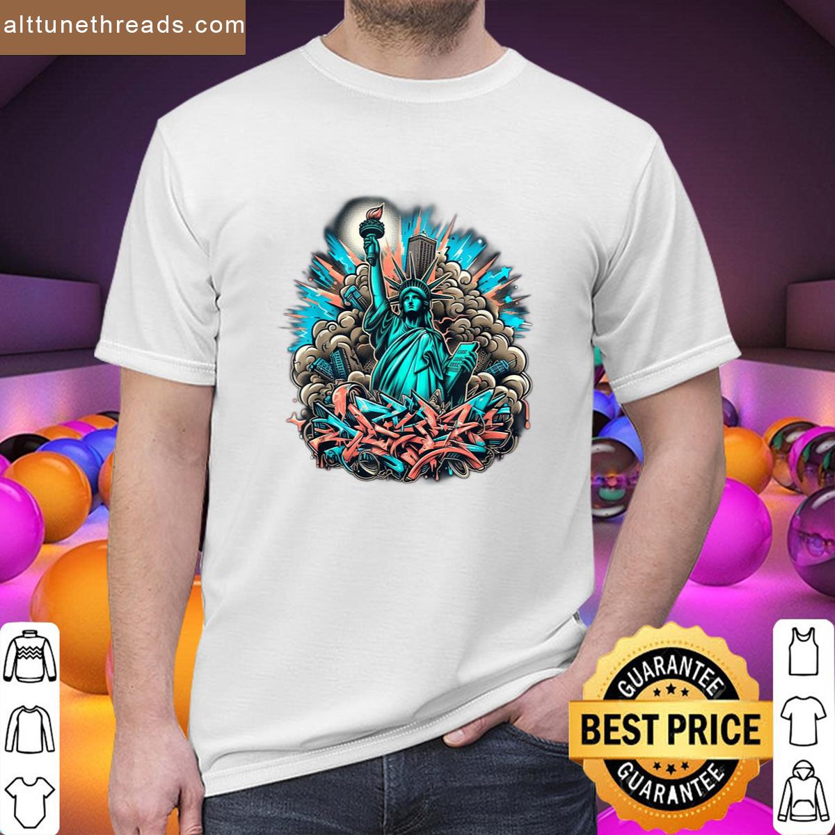 New York City Hip Hop Graffiti Style Statue Of Liberty Shirt
