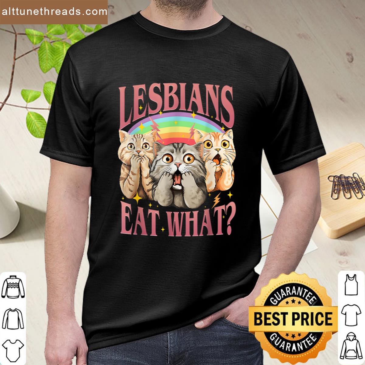 Retro Lgbt Eat What Cat Lesbian Pride Month Equal Rights Shirt