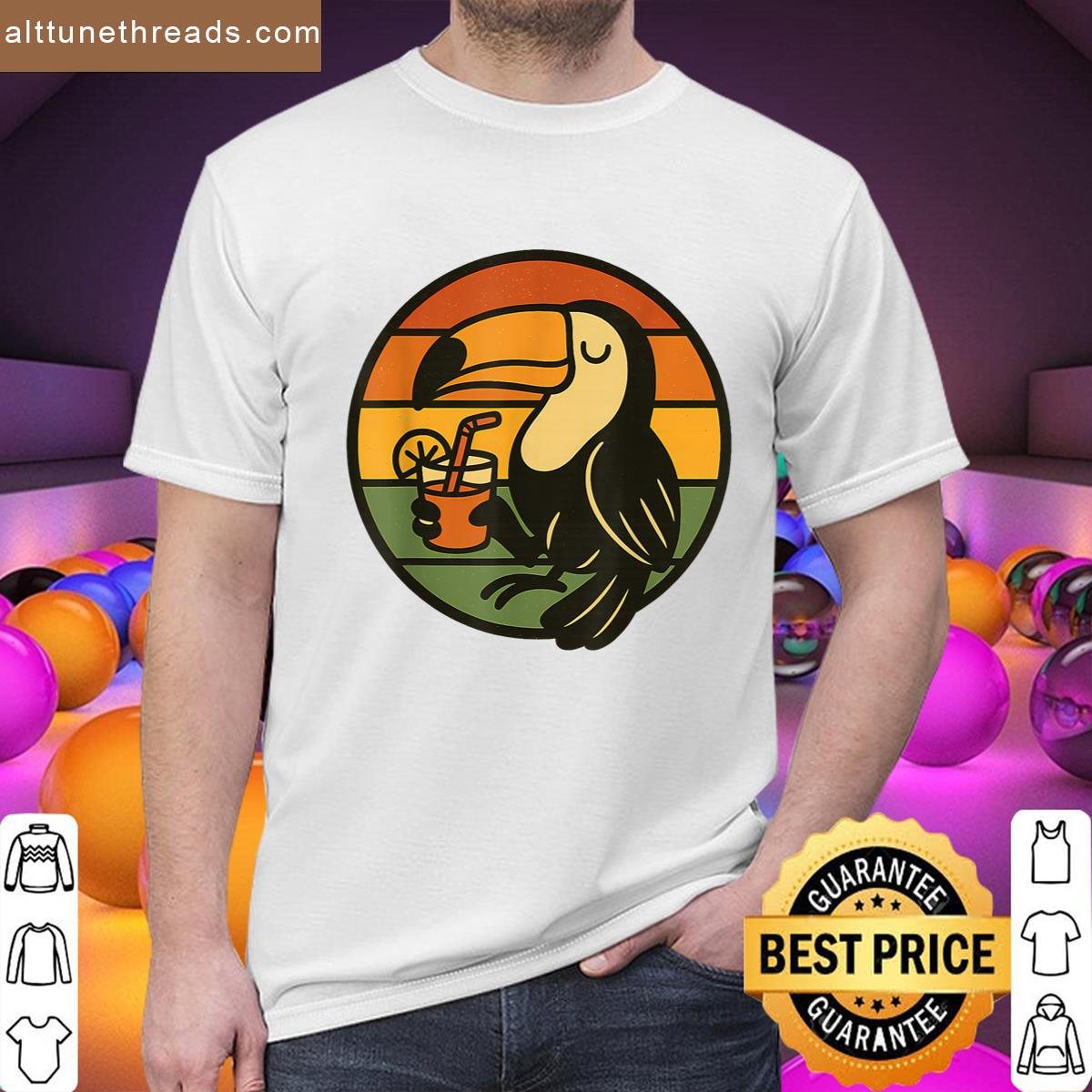 Toucan Sipping Retro Vibes Funny Meme Shirt