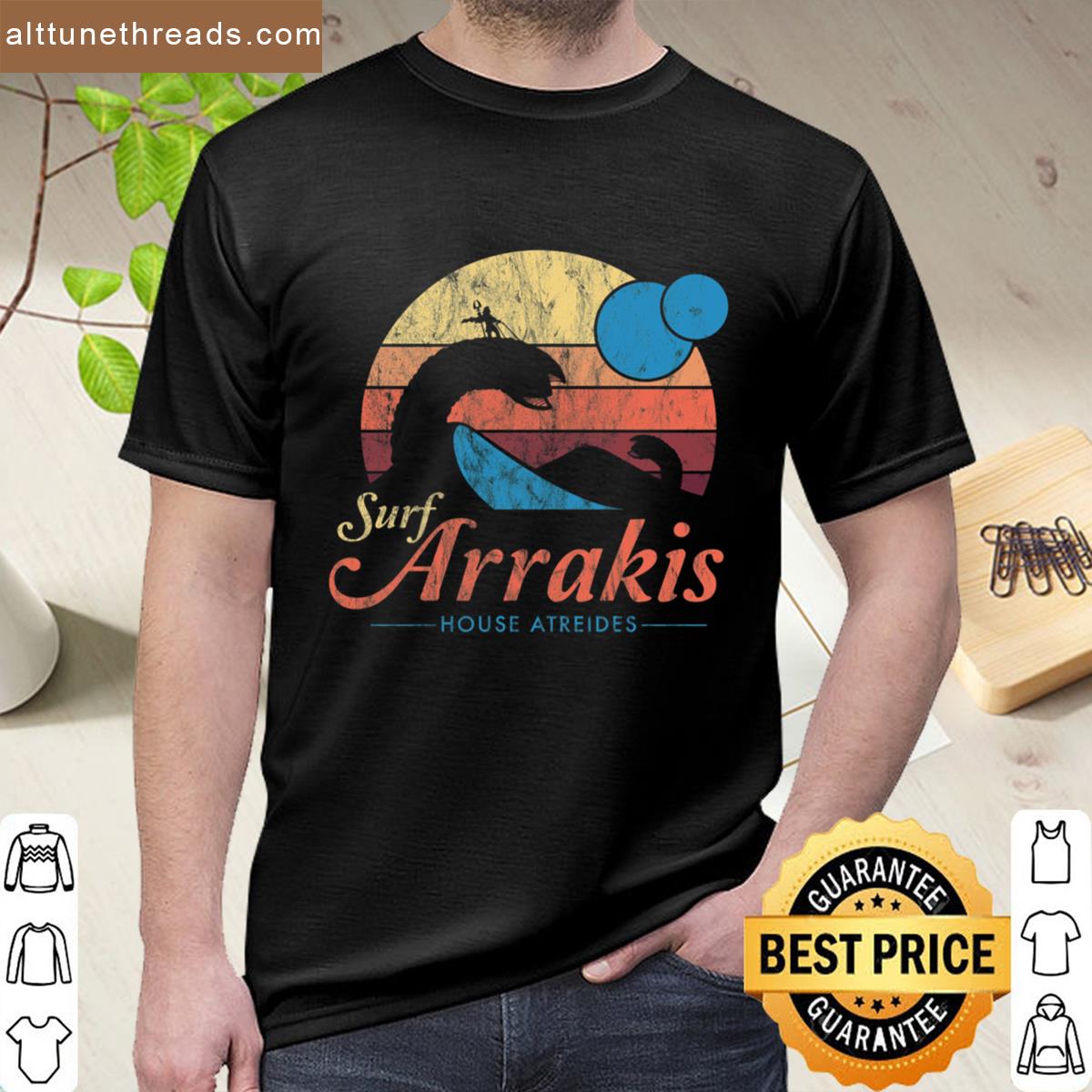 Visit Arrakis Vintage Distressed Surf Dune Sci Fi Shirt