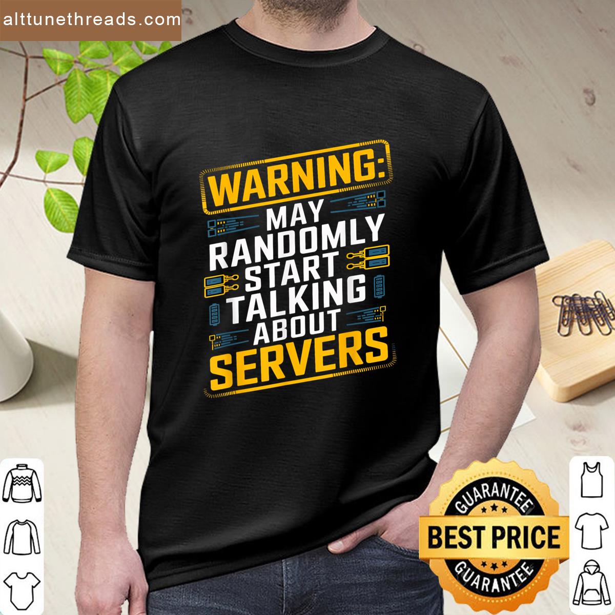 Warning Server Talk Meme It Humor Data Center Funny Sysadmin Shirt