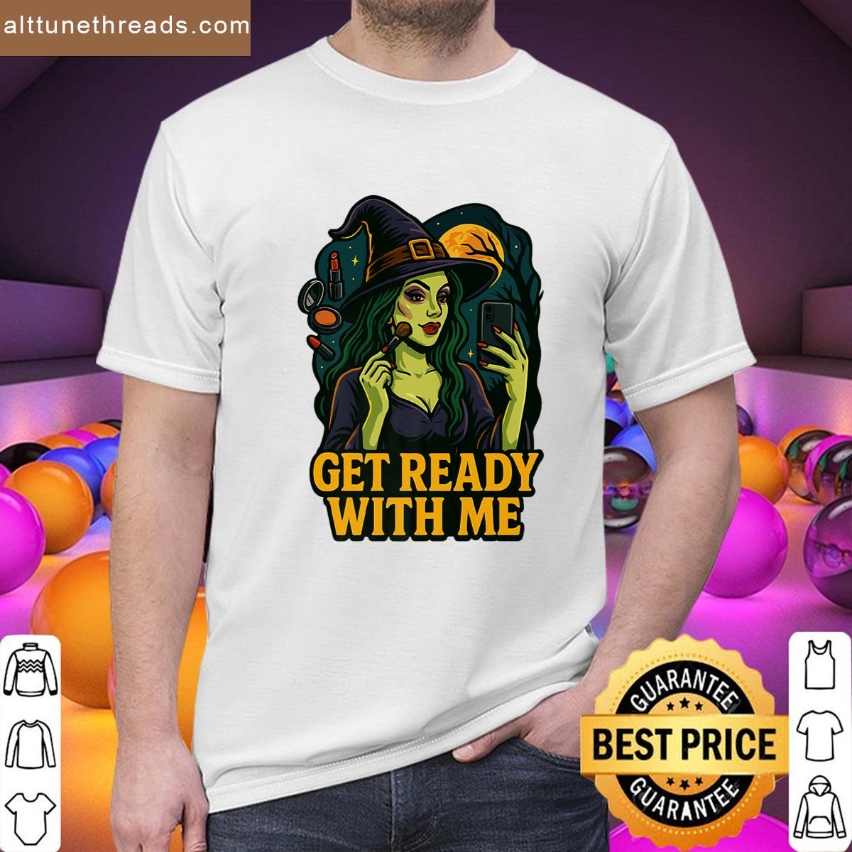 Witch Get Ready With Me Funny Witch Makeup Parody Meme Grwm Premium Shirt