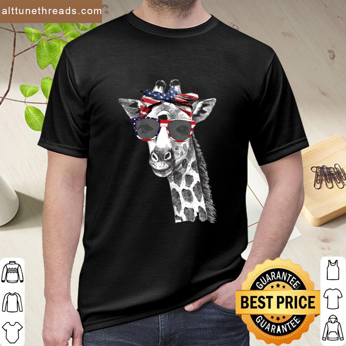4th Of July Patriotic Giraffe American Usa Flag Shirt