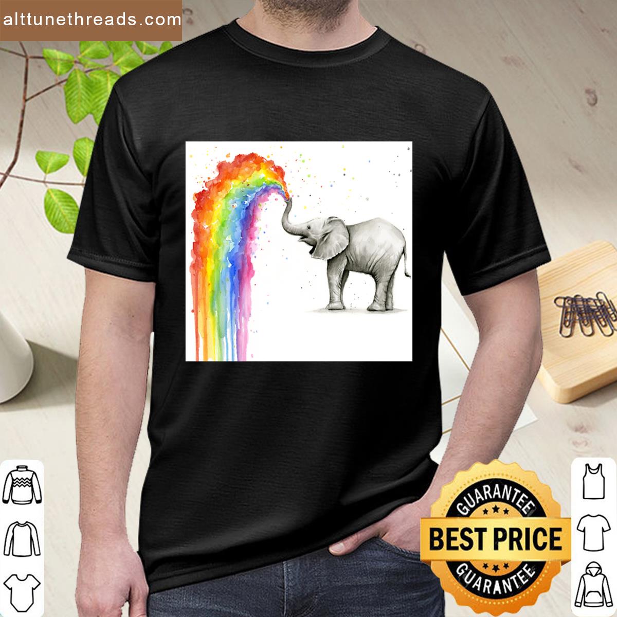 Baby Elephant Spraying Rainbow Shirt
