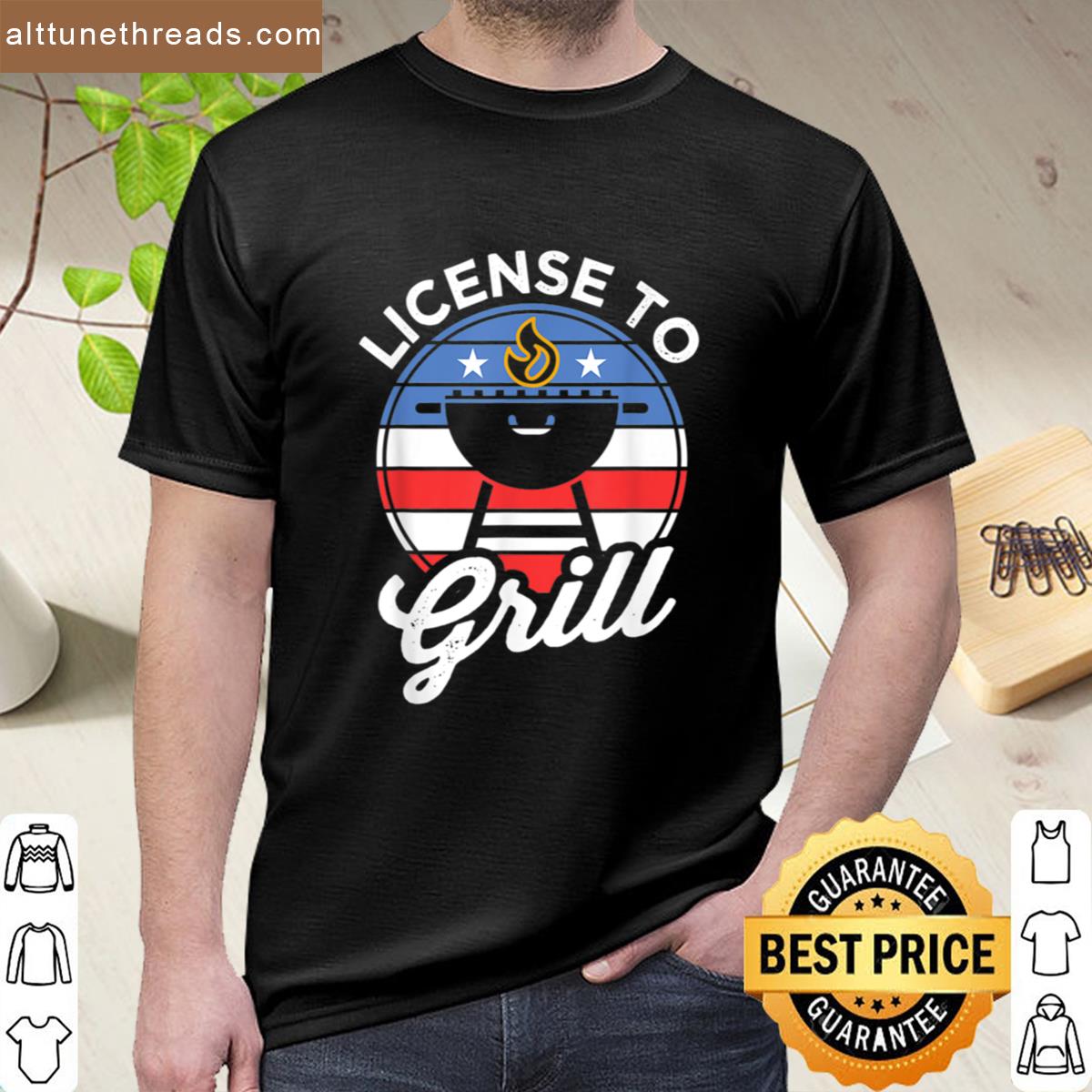 Bbq Grillmaster Funny Patriotic Barbecue Proud American Flag Shirt