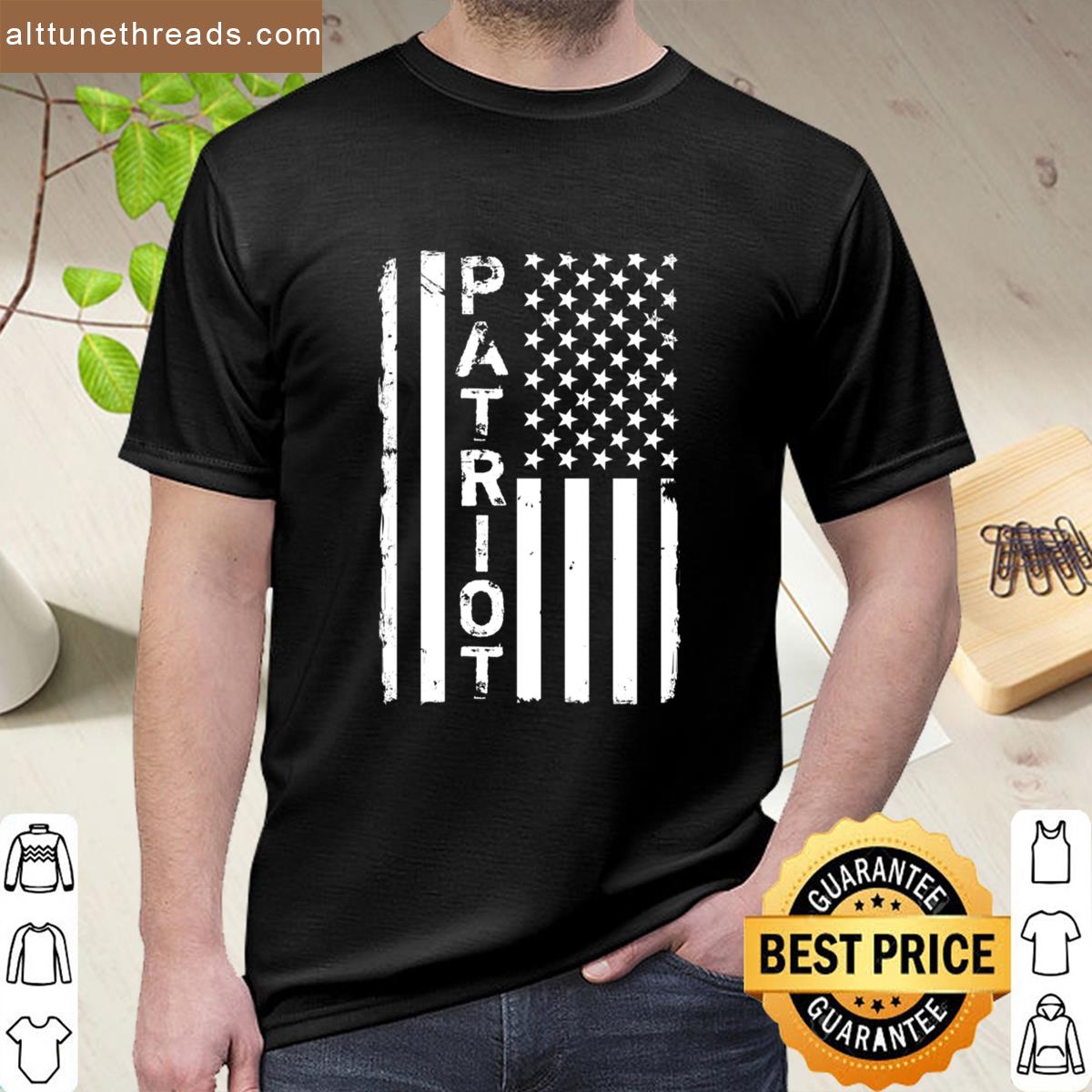 Distressed Bw American Flag Shirt
