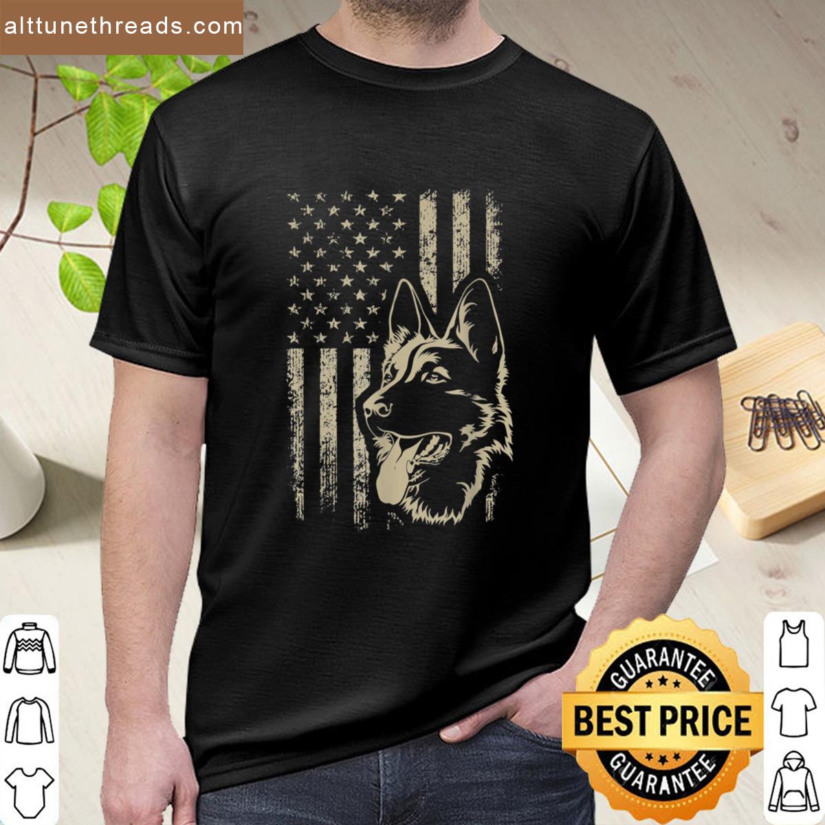 Dog Lover Gift Patriotic German Shepherd American Flag Shirt