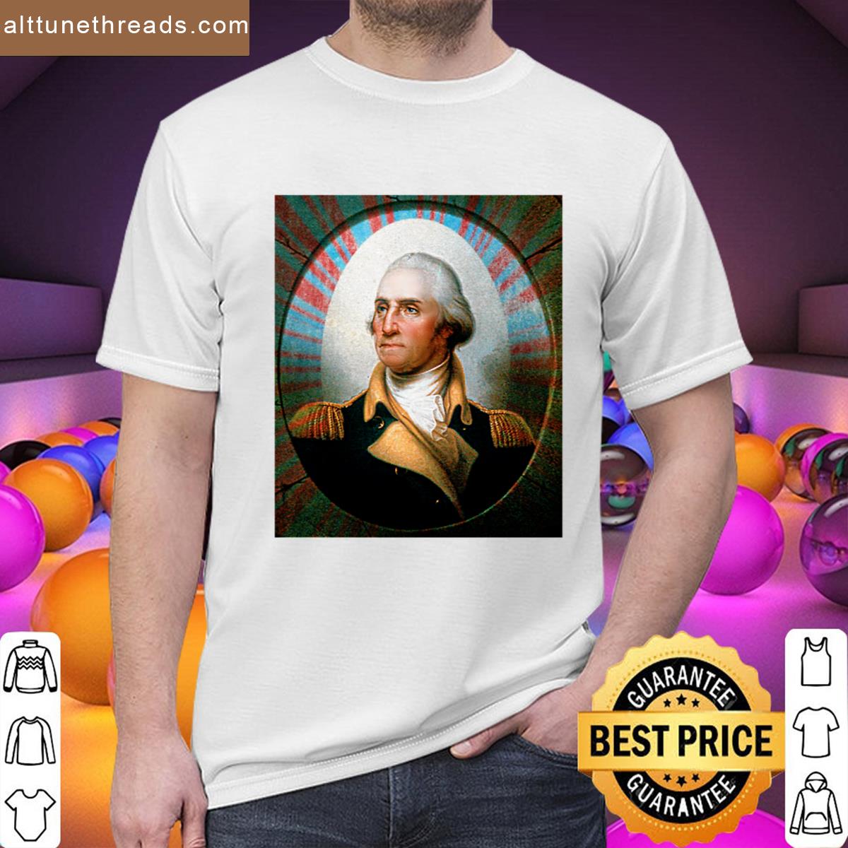 George Washington Patriotic Design Oversized Shirt