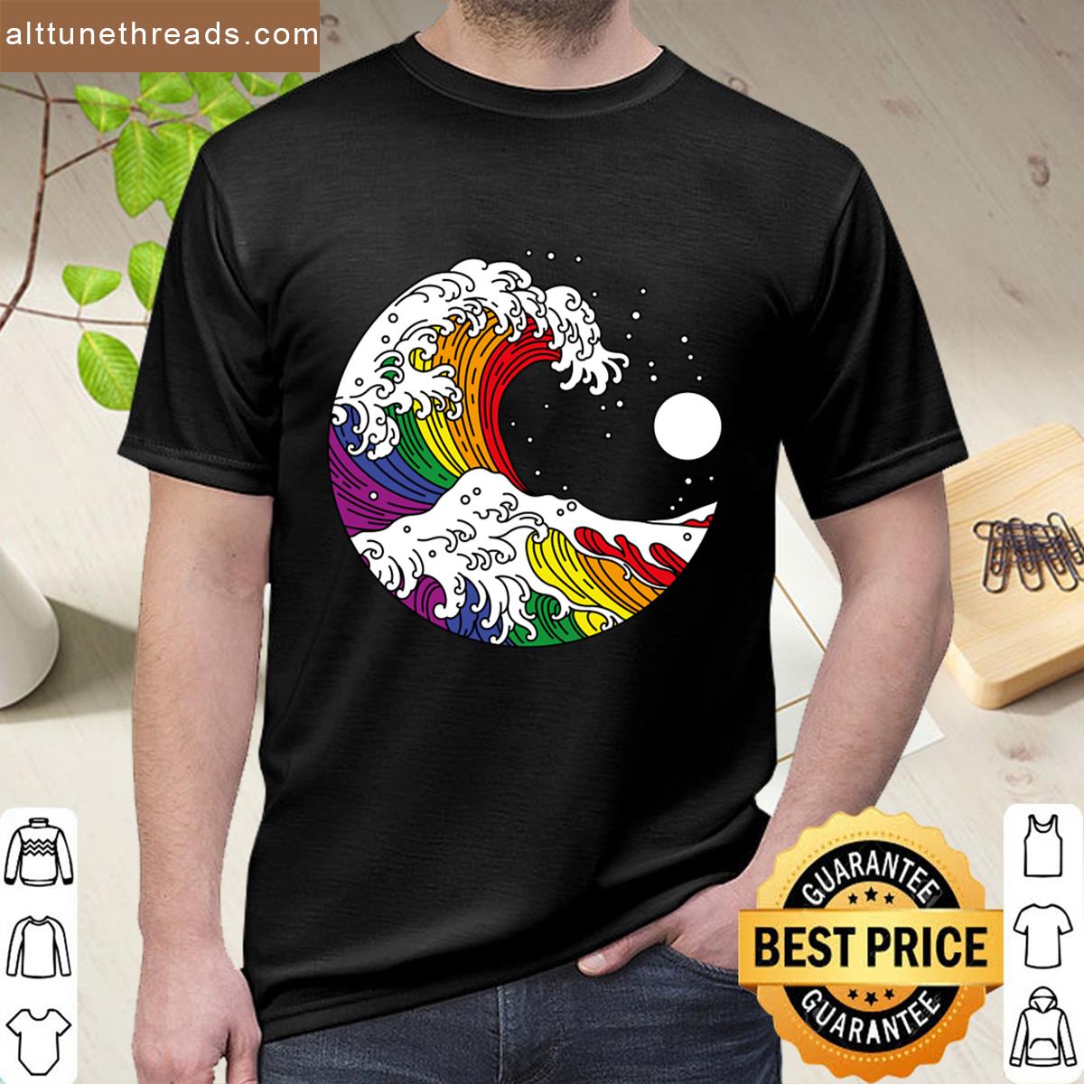 Great Wave Of Kanagawa Lgbtq Pride Rainbow Flag Shirt
