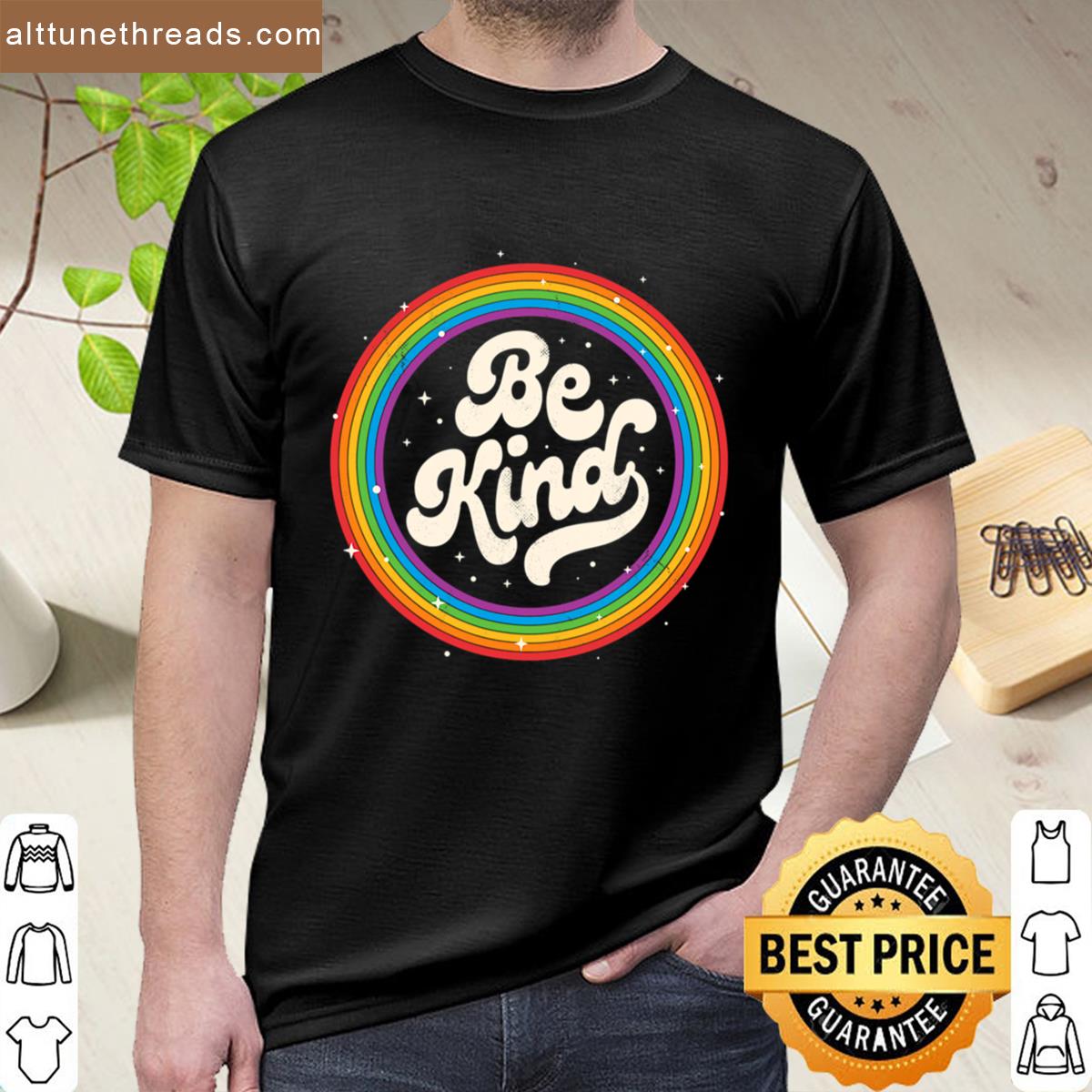 Lgbtq Be Kind Gay Pride Lgbt Ally Rainbow Flag Retro Vintage Shirt