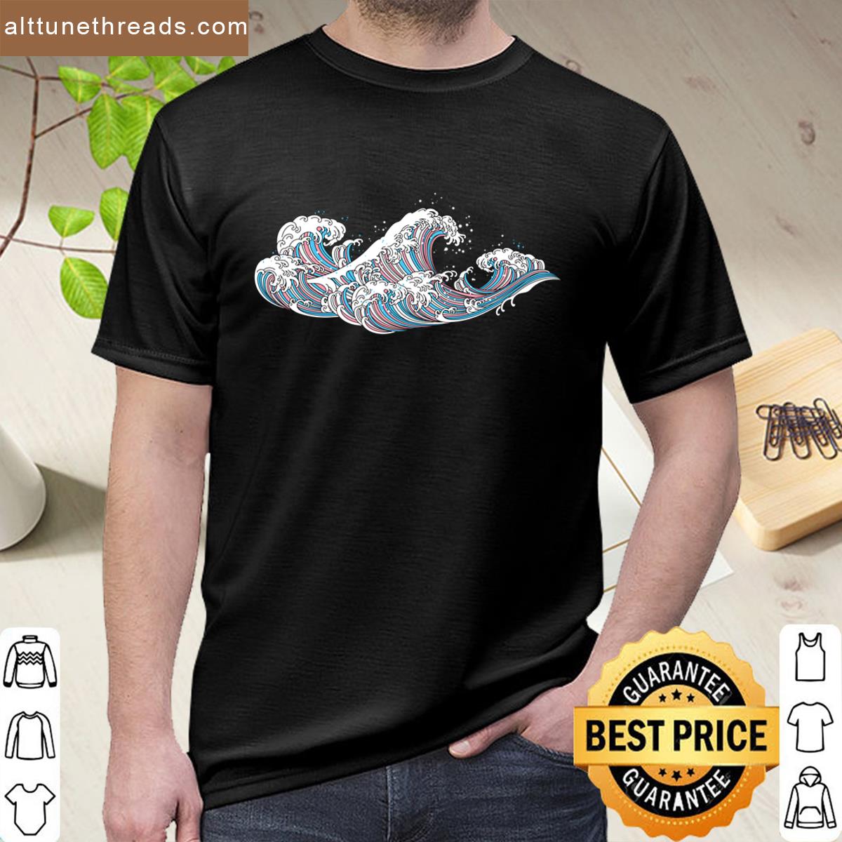 Long Japanese Trans Wave Transgender Pride Shirt