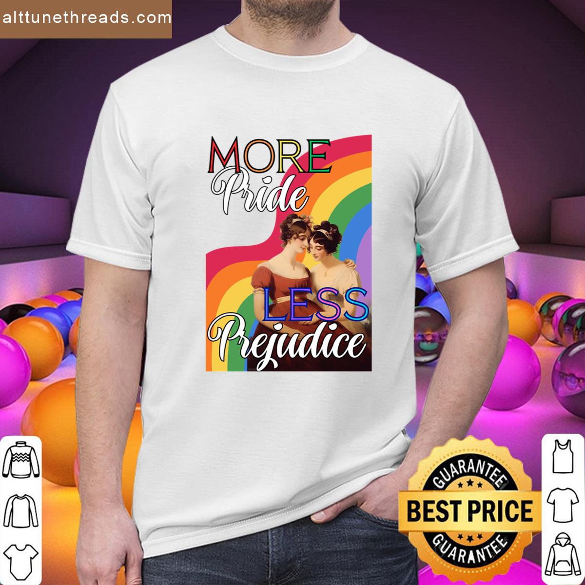 More Pride Less Prejudice Gay Pride Jane Austen Regency Lesbians Print Oversized Shirt