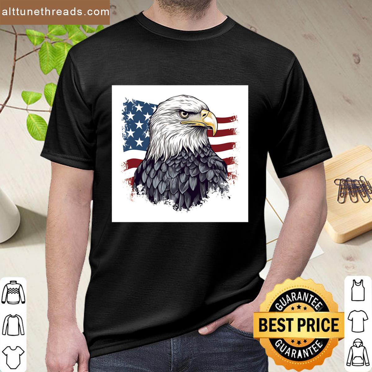 Patriotic American Flag Prin Oversized Shirt