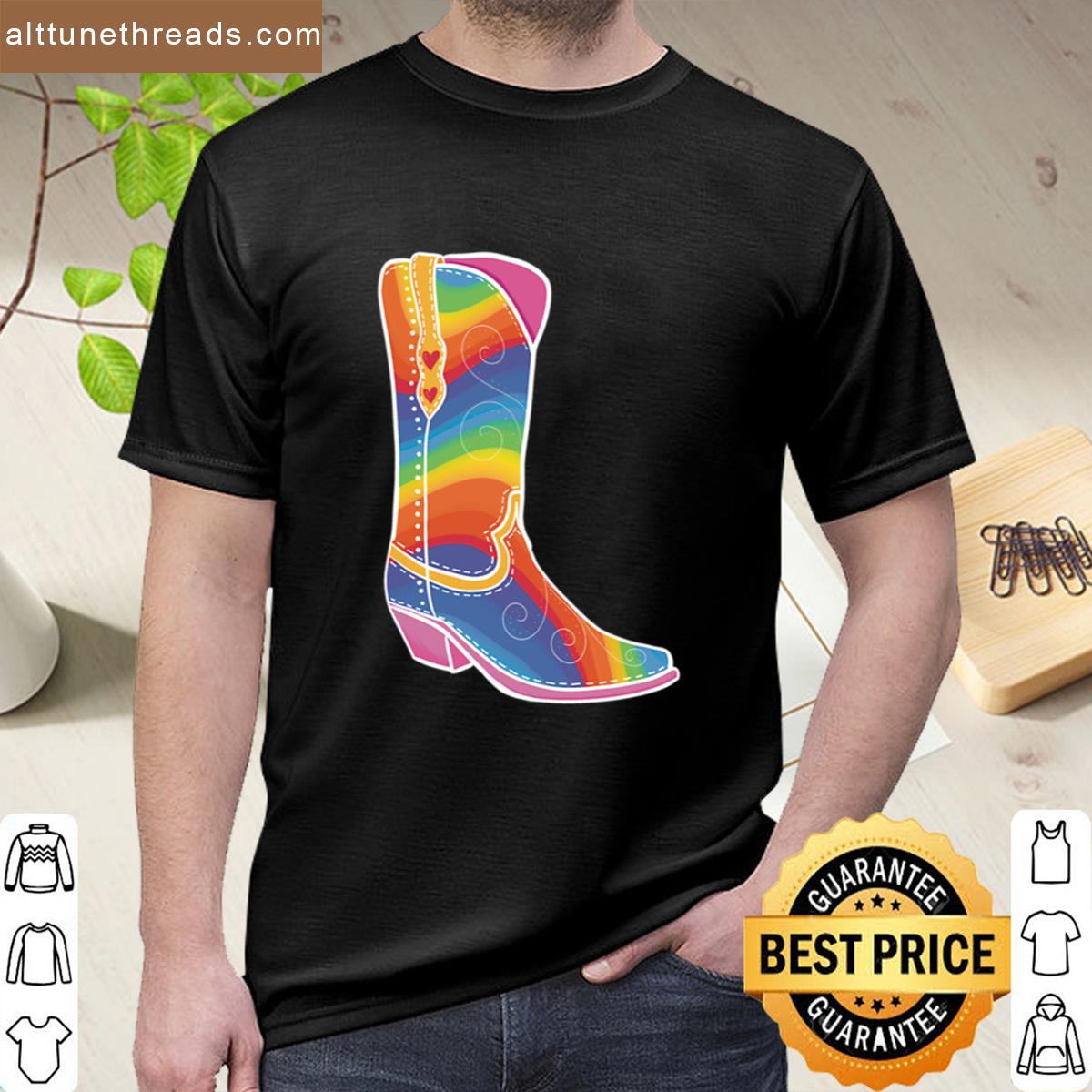 Pride Rainbow Cowgirl Boot Shirt