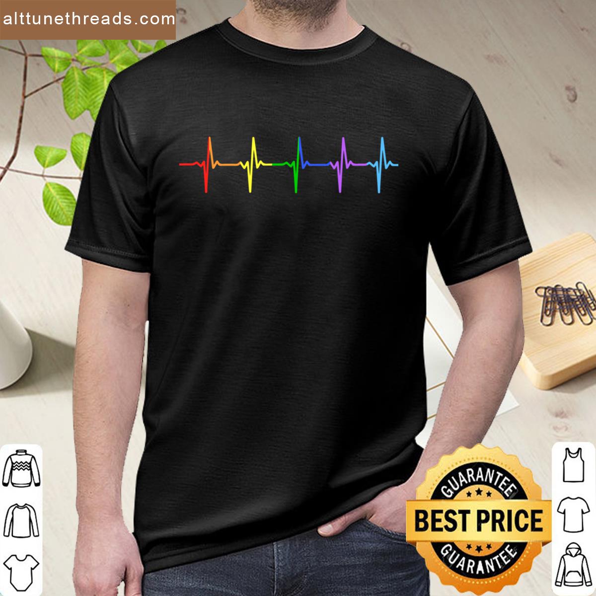 Rainbow Pulse Hearbeat Lgbt Shirt