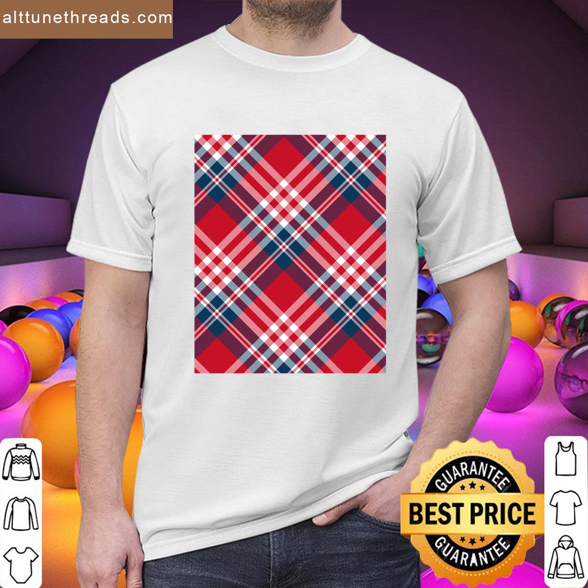 Red White And Blue Patriotic Plaid Graphic Shirt