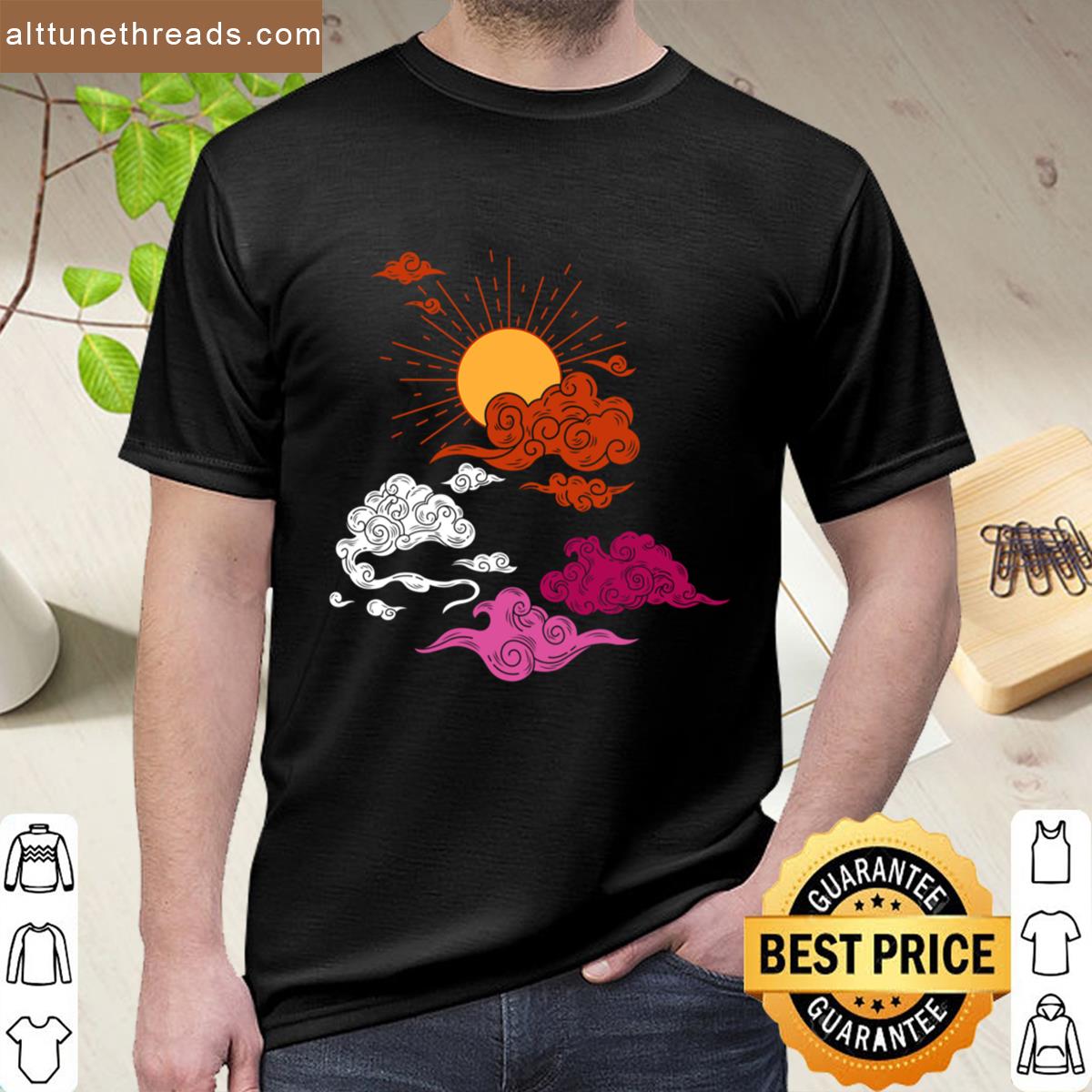 Suns And Clouds Lesbian Pride Oversized Shirt